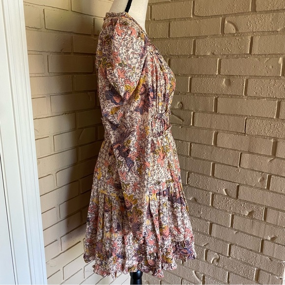 Ulla Johnson Ruffled Tiered Floral Mini Dress Size 4 Boho Prairie Cottage Core - Picture 3 of 8